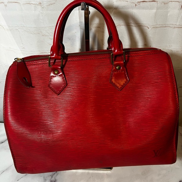 GUC Louis Vuitton Red Epi Speedy 30 Handbag - Picture 2 of 16